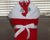 Towel hoodie - Personalized Crawfish Hooded Towel - Beach Towel with Hood - Pool Cover up - Baby hoodie - Birthday Present for Toddlers