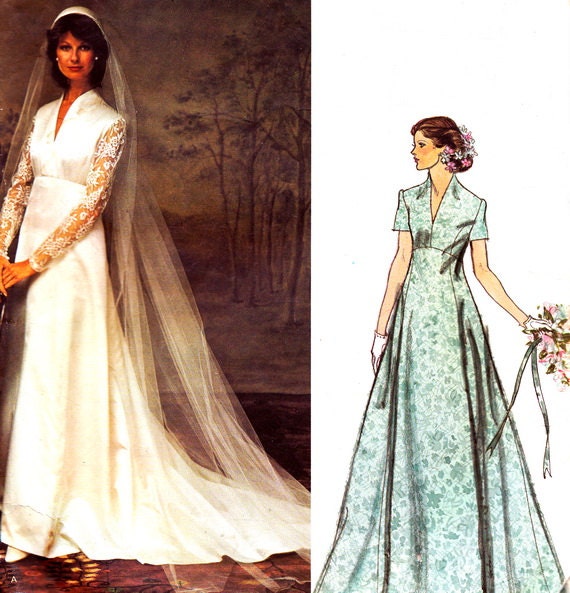 Vogue 1156 Empire  Waist  Wedding  Dress  Vintage Sewing Pattern 