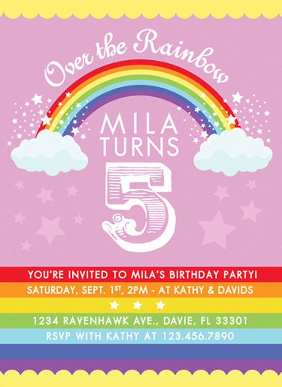 Rainbow Birthday Invitations Templates To Color 9