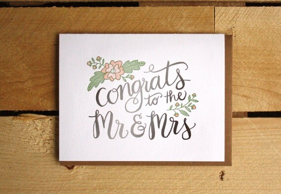 Congrats to Mr. & Mrs. Letterpress Card by 1canoe2 on Etsy