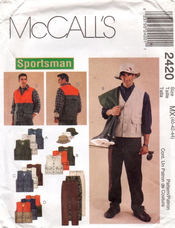 McCalls 2420 Mens Vest Pants and Hat Pattern Outdoor Sportsman