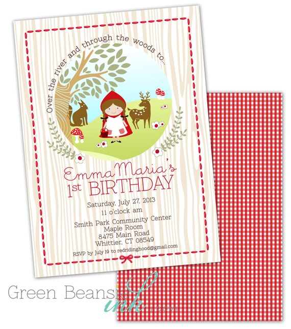 Little Red Riding Hood Birthday Printable Party Invitation or Baby Shower Printing Available Il_570xn