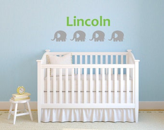 Elephant wall decals, Elephant baby shower, Elephant nursery decor, Personalized name wall decals, Elephant decor, Elephant wall decor DB247