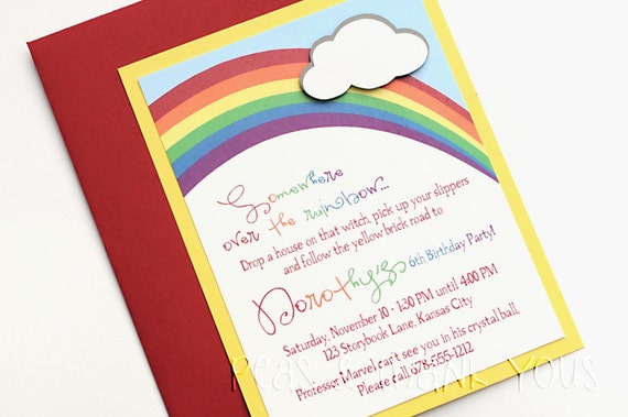Rainbow Invitations for Girls Rainbow Magic or Wizard of Oz Birthday Party Il_570xn