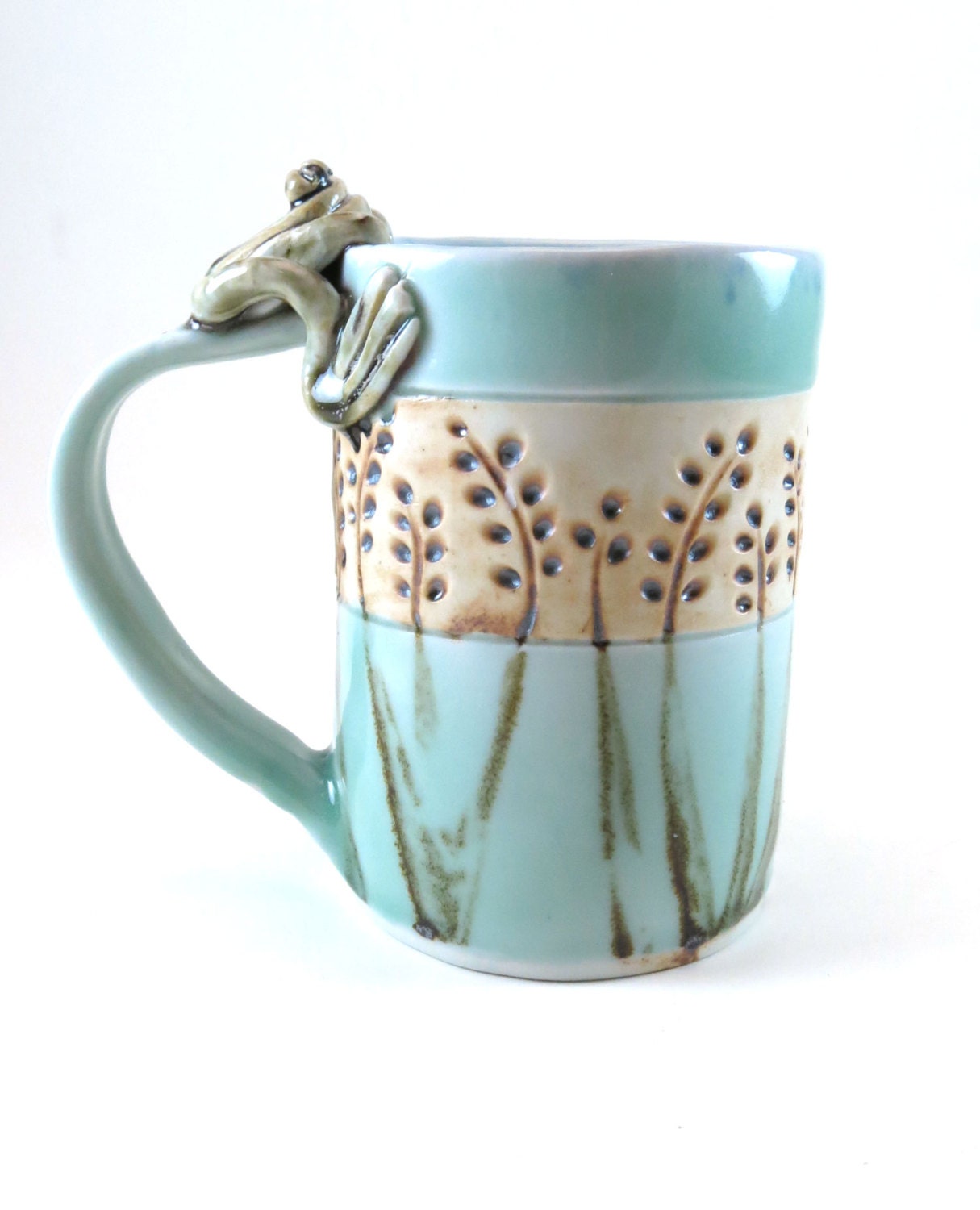 Frog Pottery Mug  Large Ceramic  Teacup by Botanic2Ceramic 