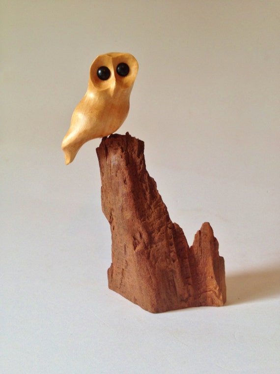 owl art wood carving on manzanita root owl decor owl gift