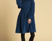 Items similar to Blue women's jacket wool hooded coat (476) on Etsy