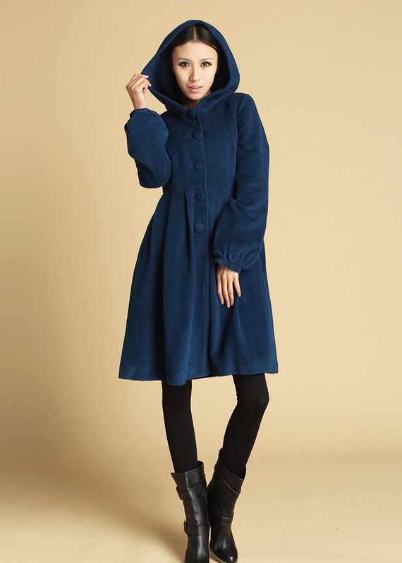 Womens Blue Wool Coat | Han Coats