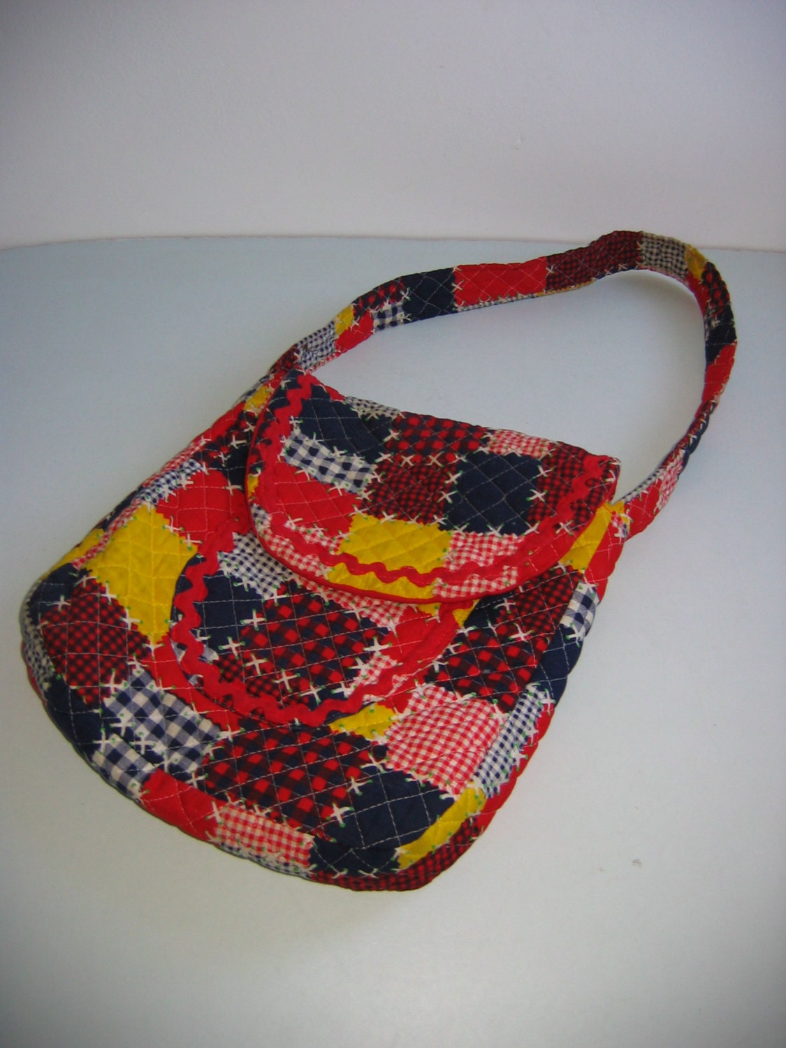 Boho Hippie Quilted patch pattern Tote Bag purse. Unique