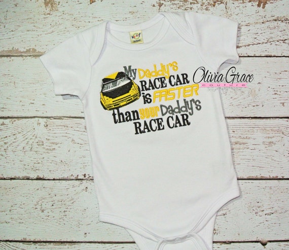 Race Car Dad, My Daddy's Race Car is Faster than Your Daddy's - Embroidered Shirt or bodysuit for boys or girls Il_570xn