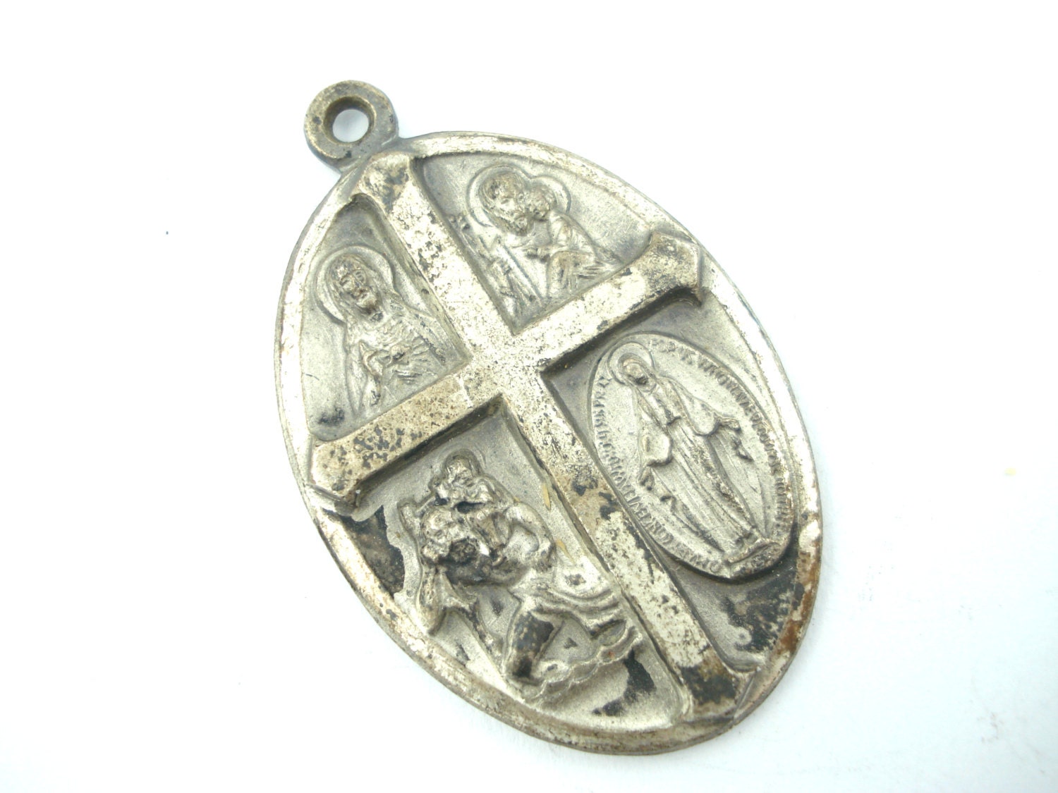 Vintage 4 Way Catholic Medal Sacred Heart By Luxmeachristus