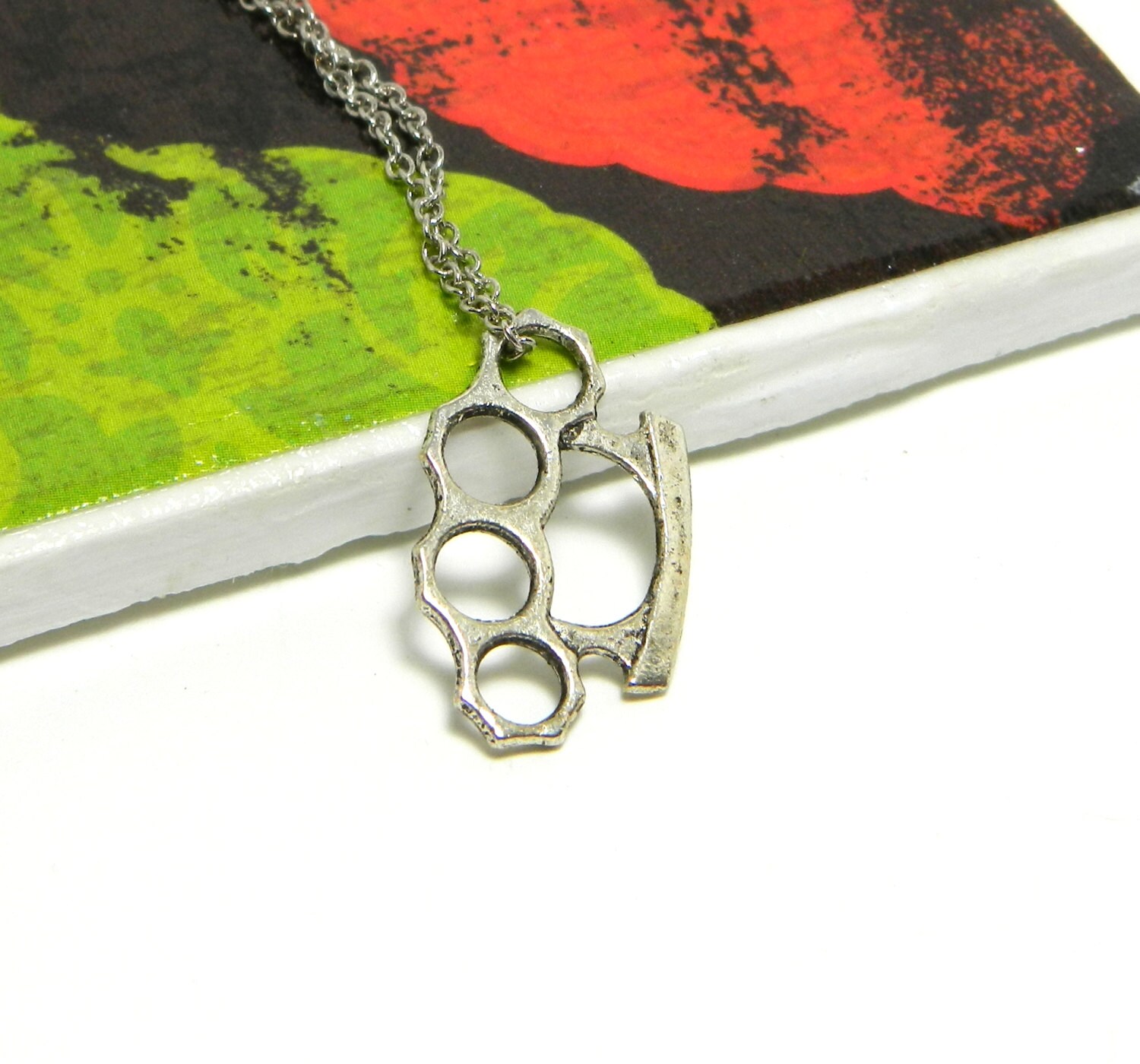 Brass Knuckles Necklace Weapon Jewelry Weapon Necklace by Prdgy