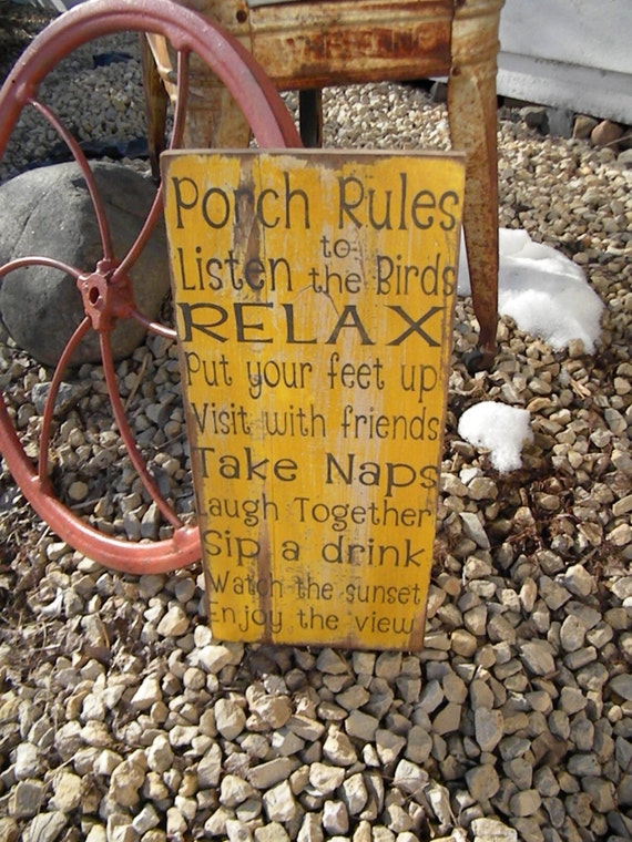 Vintage Style Custom Porch Deck Patio Rules Typography by Wildoaks