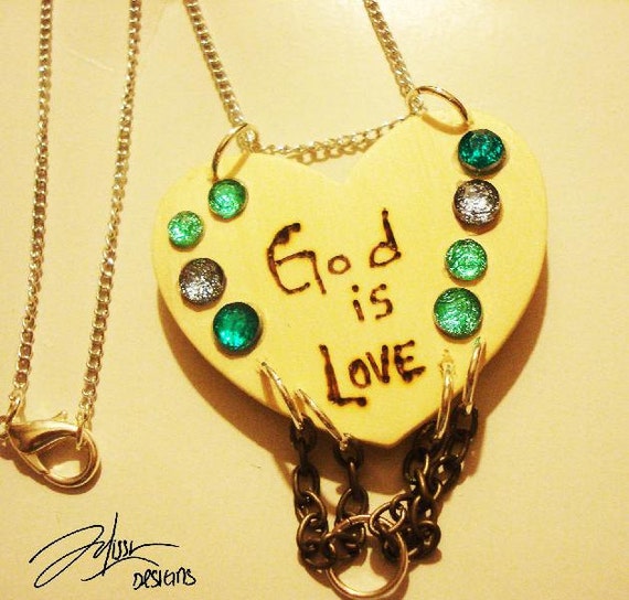 Items similar to God is Love Pendant Necklace on Etsy