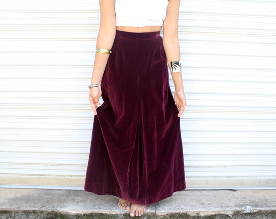 long maroon maxi skirt