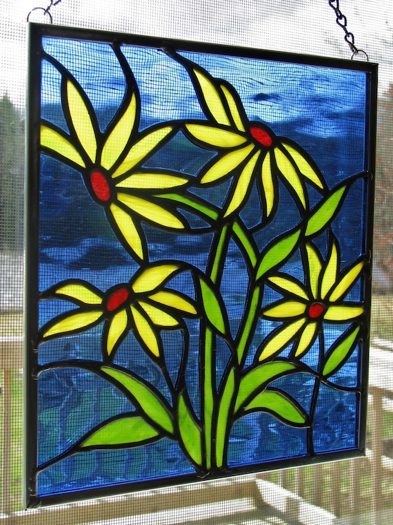 Stained Glass Daisy Panel