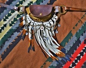 Brown hip pouch with chain drape belly dance fringe olivia kissel crossfox