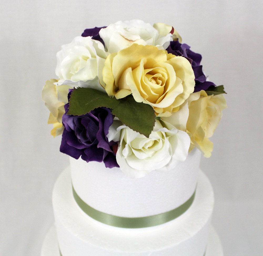 MADE TO ORDER Rose Silk Flower Wedding Cake Topper 8 inch