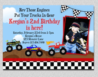 Monster Truck Birthday Invitation , Truck Birthday Party Invitation, Boys Birthday Invitation, Truck Party, 2nd birthday invitation
