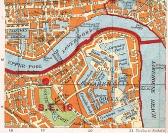 1928 City of London map vintage London street by theStoryOfVintage