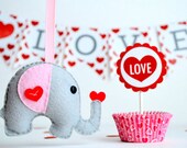 Valentine's day Felt Elephant , Eco-friendly felt elephant Plush toy A744 Il_170x135