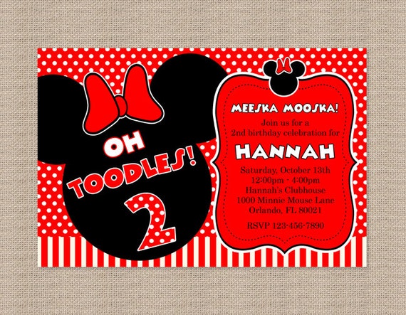 Red And Black Minnie Mouse Birthday Invitations 6