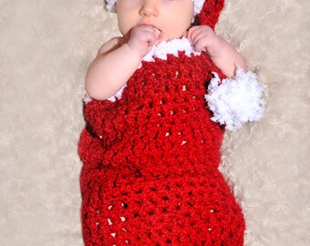 CROCHET PATTERN Santa Baby Cocoon and Matching Sleeper Hat