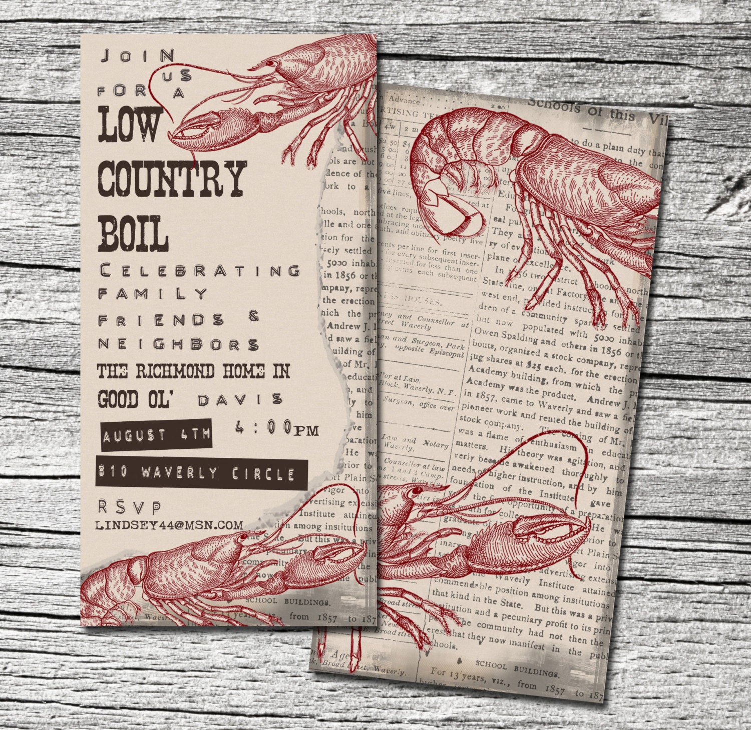 Low Country Boil Invitation