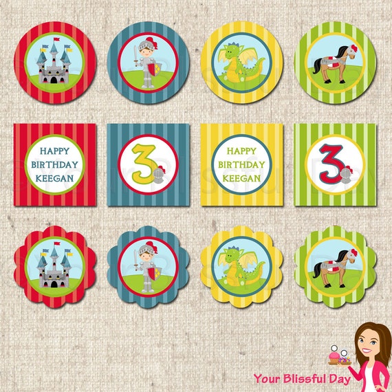 PRINTABLE Personalized Knight Party Circles Il_570xn