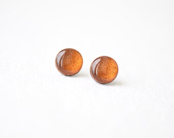 FREE WORLDWIDE SHIPPING - Copper - Metallic Shimmer - Stud Earrings - buy 2 get 1 free