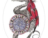 celtic dragon original art print