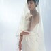 Kate III - two layers wedding bridal veil, beaded lace, 47 inch length in ivory