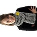 Light Grey Chunky Knit Cowl Scarf with Large Yellow Button