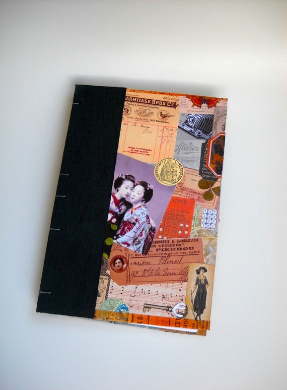 Japanese Journal Hardcover Collaged Journal Altered Art