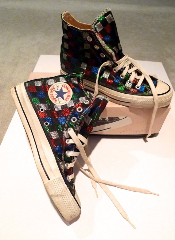 converse checkered high tops