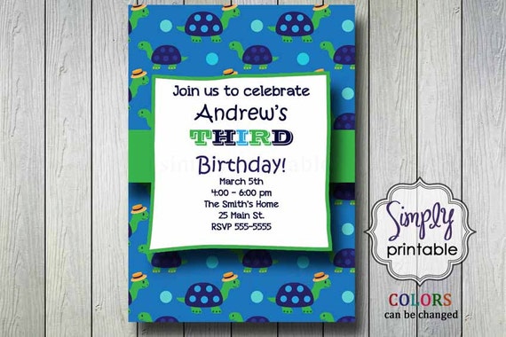Turtle Birthday Invite Il_570xn