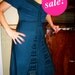 BLUE crochet dress, elegant dress, party dress, v-neck, knee length, retro 40s dress, flattering dress, ON SALE, S only