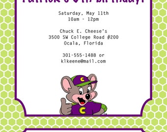 Chuck E Cheese Birthday Invitation