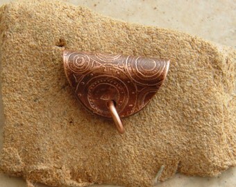 Etched Copper Pendant Bail, .875" x .5", Circles