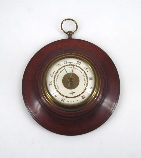 Vintage Swift Barometer Brass and Rosewood Wall Hanging