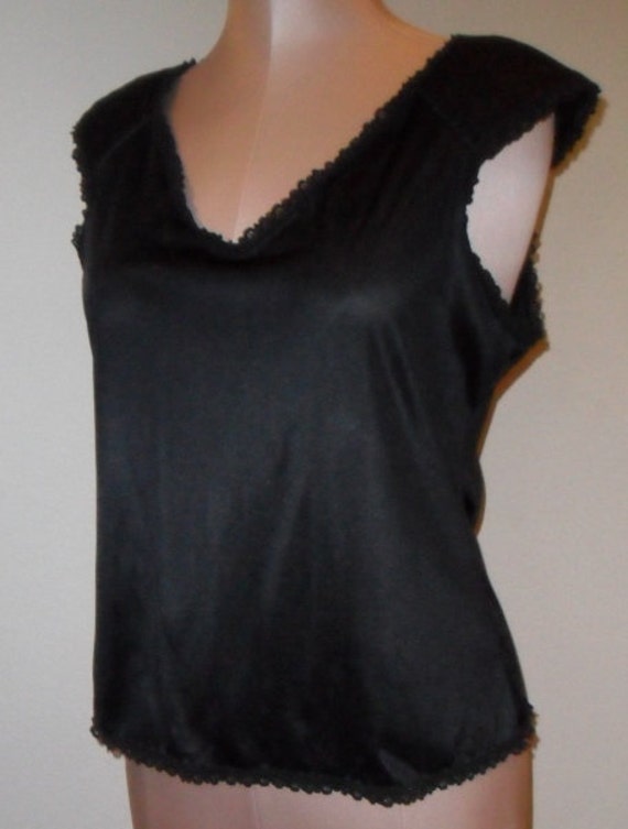 Vintage Camisole Black with Shoulder Pads by desertgraceboutique