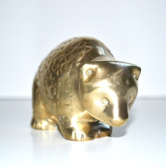 Vintage Brass Bear Figurine Brass Bear Teddy Bear by JudysJunktion