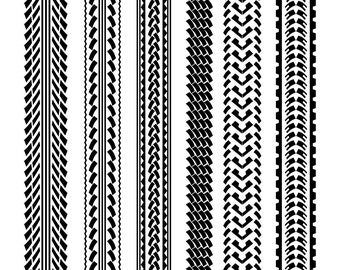 Tire Tracks, Motorcycle, Car, by the section, Tire Tread, Tred, Wall Decal, BMX, Auto, Automobile Sticker, Vinyl, Bathroom, Garage Decor