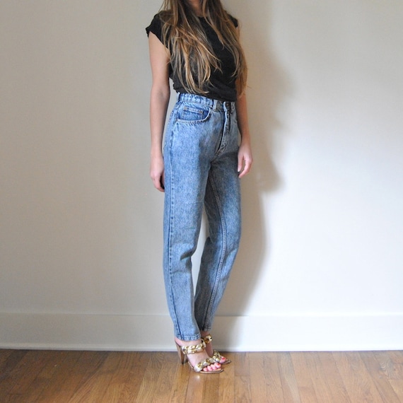 Items similar to High Waisted Jeans // Vintage High Waist Acid Wash ...