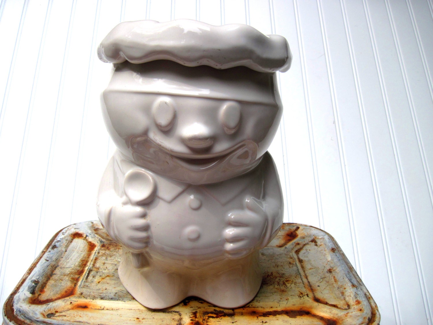 Vintage cookie jar McCoy doughboy chef white ceramic