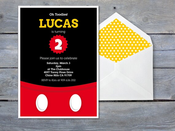 MICKEY Mouse Invitation for Birthday Party - Printable file 7x5 Il_570xn