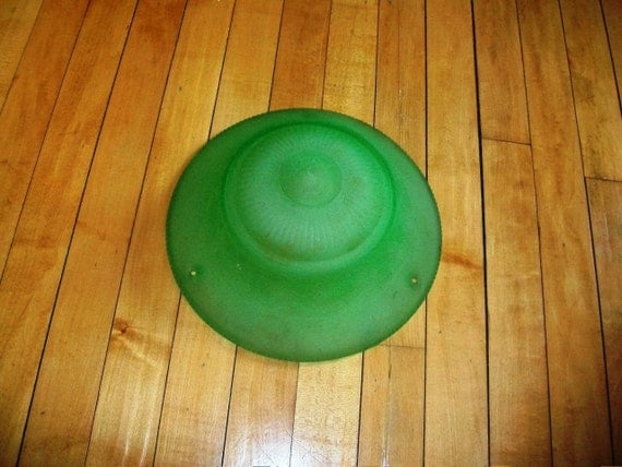 Vintage Green Ceiling Light Fixture Shade 1930s Frosted Glass