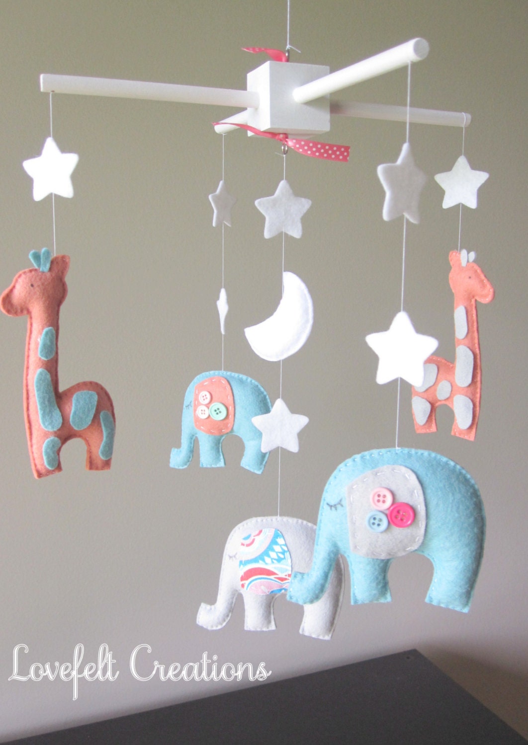 Baby mobile elephant mobile nursery mobile by lovefeltmobiles