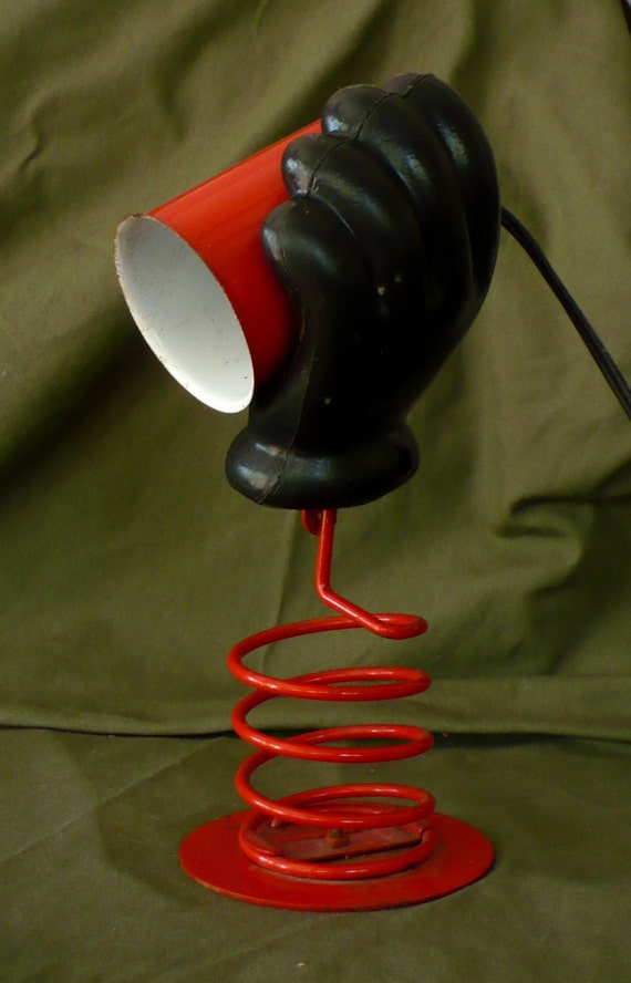 Novelty Lamp Red Metal Spring Base Black Plastic Glove