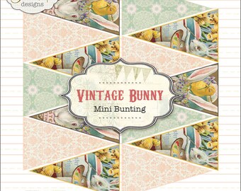 Easter Bunny Banner Bunting Printable PDF file to download instantly